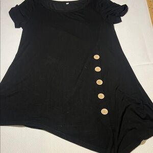 Black Button-Accent Women's Top. Size S